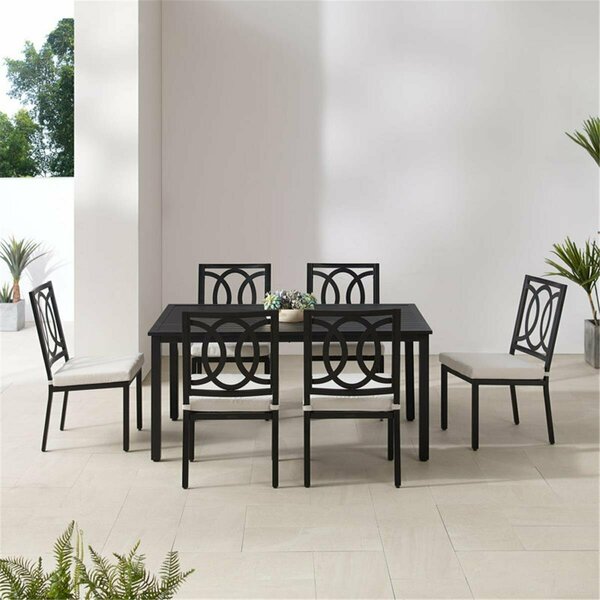 Classic Accessories 28.5 x 60 x 37 in. Chambers Outdoor Metal Dining Set, Creme - 7 Piece VE3039294